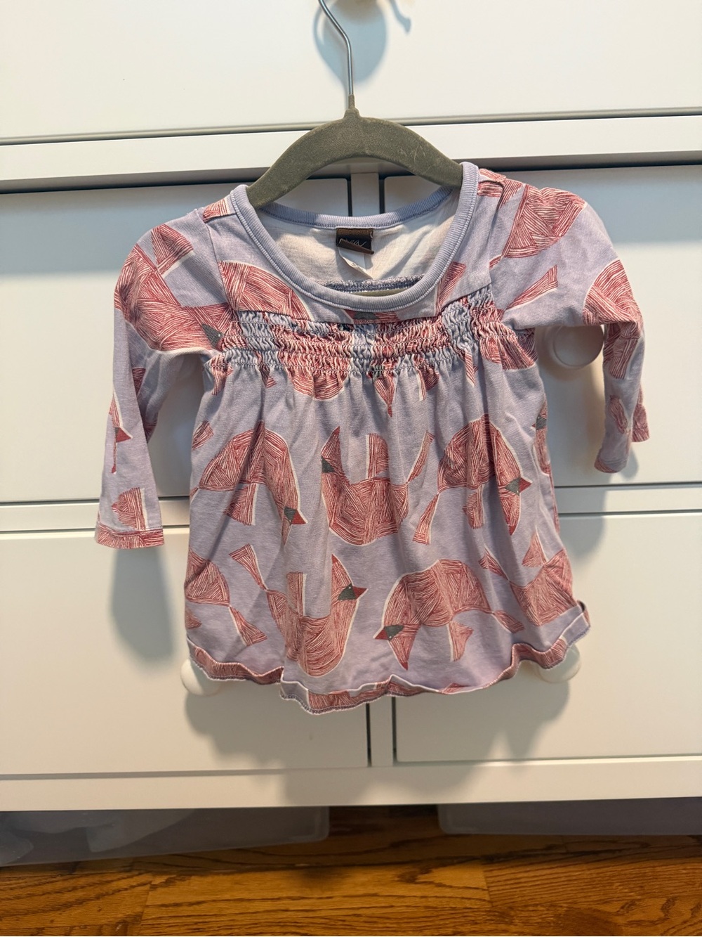 Tea Collection Lavender Long Sleeve Top with Pink Fox Print